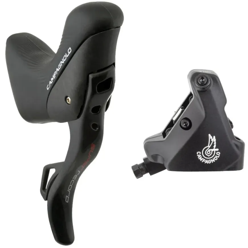 Campagnolo Super Record Ergopower EPS Hydraulic Brake/Shift Lever Disc Caliper - Right/Rear 12-Speed 140mm Flat Mount Caliper BLK