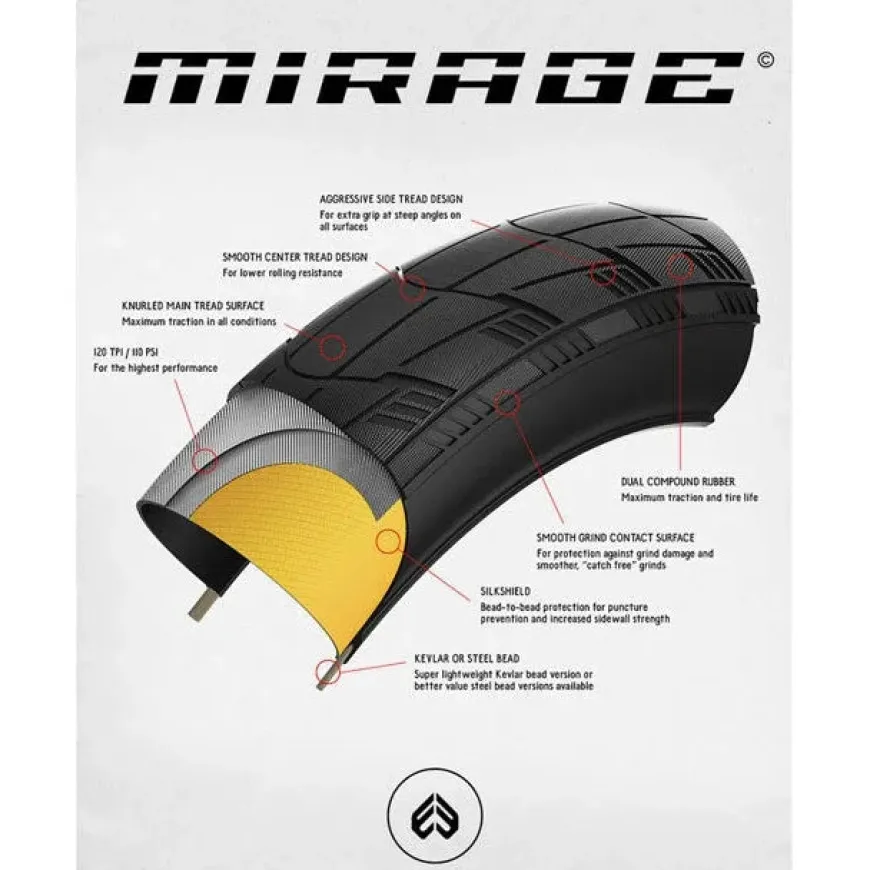 Eclat Mirage BMX Bike Tire - 20 x 2.25, Clincher, Black, 110tpi