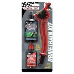 Finish Line Bike Drivetrain Starter Kit 1-2-3 - Brush, Degreaser, & Dry Lube
