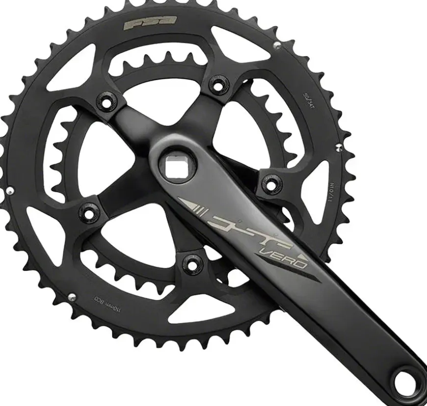 FSA Vero Compact 2x Crankset - 170mm 9-Speed 50/34t 5-Bolt 110 BCD JIS Spindle Interface N11 BLK