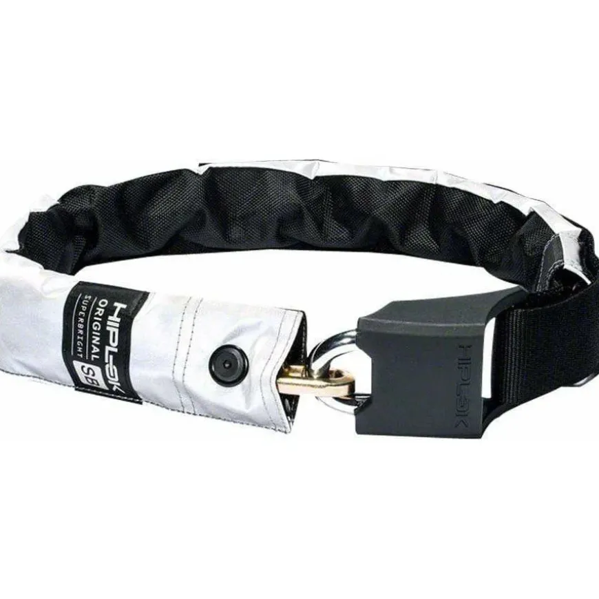 Hiplok Original Superbright Wearable Hardened Steel Bike Chain Lock: 10mm, White Reflective
