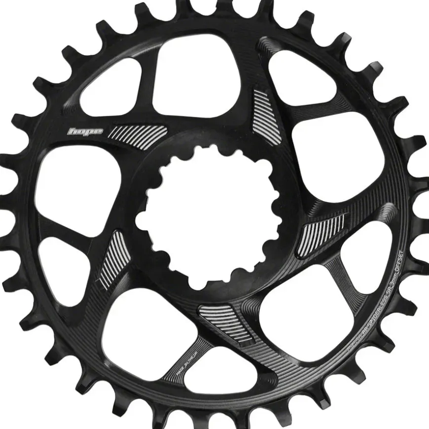 Hope Spiderless Retainer Chainring - 34t SRAM Direct Mount 3mm Offset R22 BLK