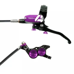 Hope Tech 4 V4 Disc Brake and Lever Set - Rear Hydraulic Post Mount Purple