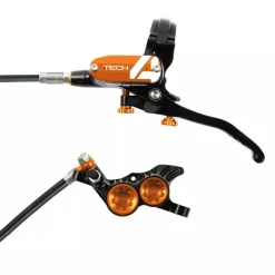 Hope Tech 4 V4 Disc Brake and Lever Set - Rear Hydraulic Post Mount Orange