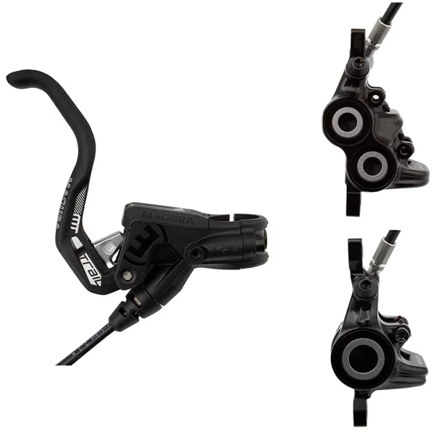 Magura MT Trail Sport Disc Brake Set - Front Rear Hydraulic Post Mount BLK/White