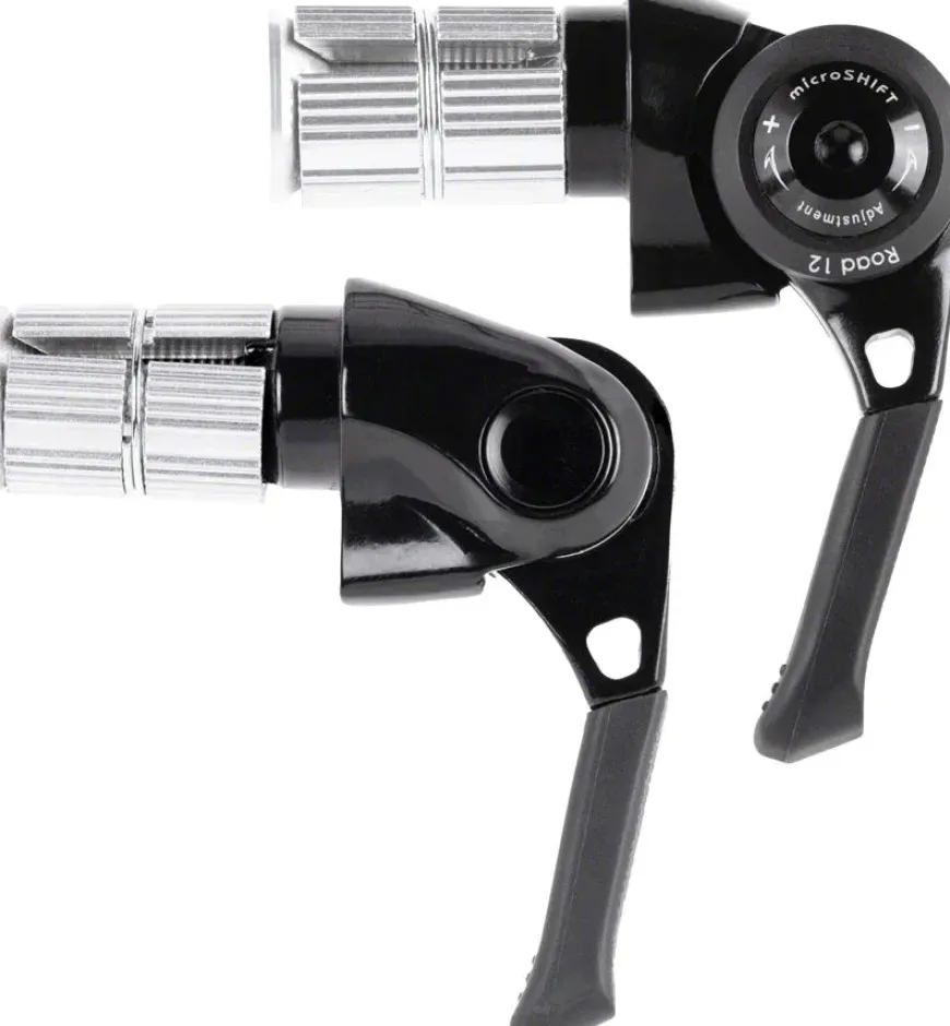microSHIFT BS-A12 Bar End Road Shifter Set - 2x 12-Speed Shimano 12-Speed Road Compatible BLK