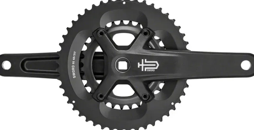microSHIFT Sword BLK 2x Crankset - 172.mm 9-Speed 48/31t 110/80 Asym BCD JIS Square Taper Spindle Interface BLK