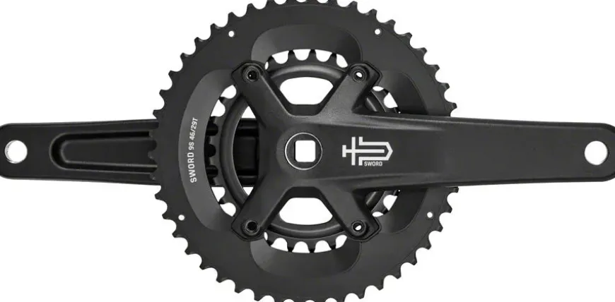 microSHIFT Sword BLK 2x Crankset - 172.mm 9-Speed 46/29t 110/80 Asym BCD JIS Square Taper Spindle Interface BLK