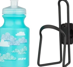 MSW Kids Water Bottle and Cage Kit - Clouds w/ Black Cage