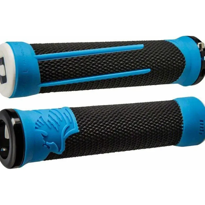 ODI AG2 Bike Handlebar Grips - Black/Blue, Lock-On