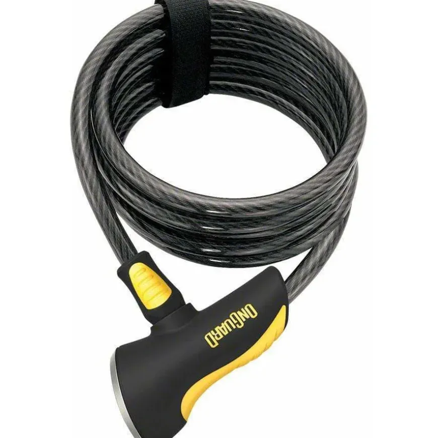 OnGuard Doberman Bike Cable Lock with Key: 6' x 10mm, Gray/Black/Yellow