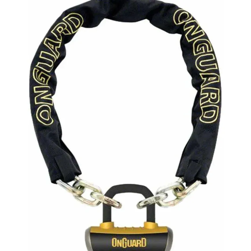 OnGuard Mastiff Chain Lock with Keys: 3.7 x 10mm Black/Yellow