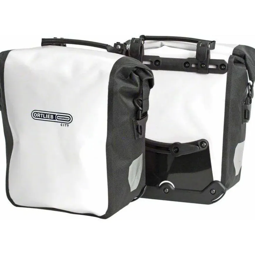 Ortlieb Front-Roller City Front Pannier: Pair~ White/Black