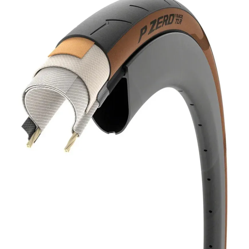 Pirelli P ZERO Race TLR Road Bike Tire - 700 x 28, Tubeless, Classic Tan