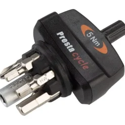 Prestacycle TorqKey Mini Preset Torque Bike Tool, 5Nm, 6 Piece Bit Set and Holder