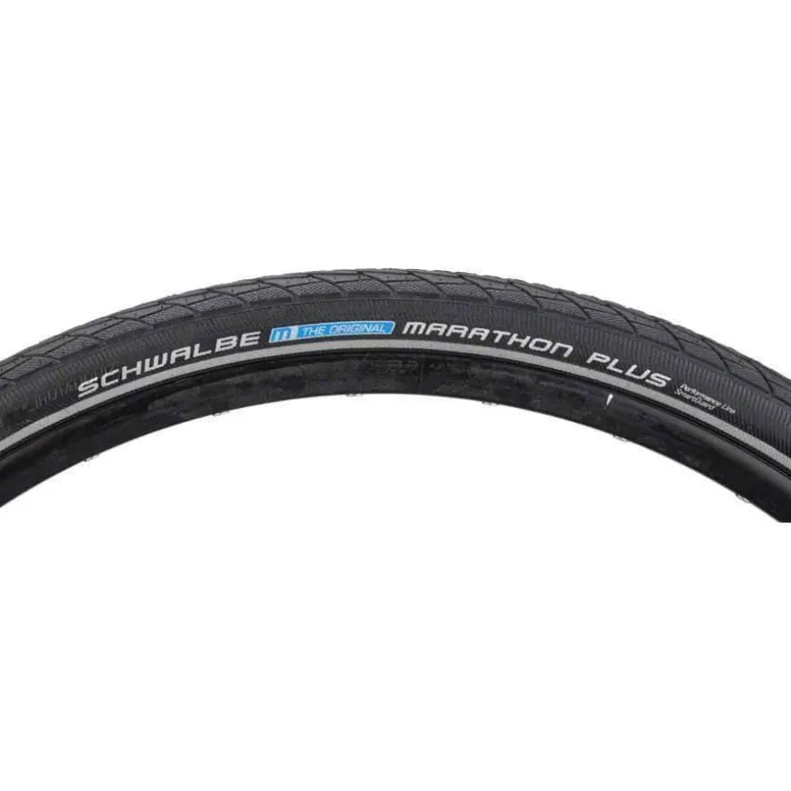 Schwalbe Marathon Plus Bike Tire: 700 x 35c, Wire Bead, Performance Line, Endurance Compound, SmartGuard, Black/Reflect