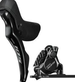 Shimano 105 105 ST-R7120-L Shift/Brake Lever BR-R7170 Hydraulic Disc Brake Caliper - Left/Front 2x Flat Mount BLK