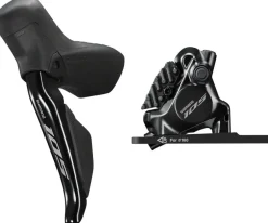 Shimano 105 ST-R7170-L Di2 Shift/Brake Lever BR-R7170 Hydraulic Disc Brake Caliper - Front 2x Flat Mount Fork Adaptor BLK