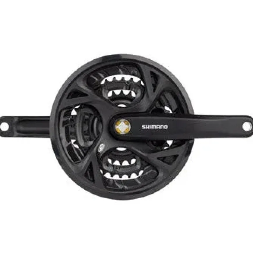 Shimano Acera FC-M371-L Crankset - 175mm 9-Speed 48/36/26t Riveted Square Taper JIS Spindle Interface BLK
