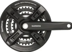 Shimano Altus FC-M311 Crankset - 170mm 7/8-Speed 42/32/22t Riveted Square Taper JIS Spindle Interface BLK With Chainguard