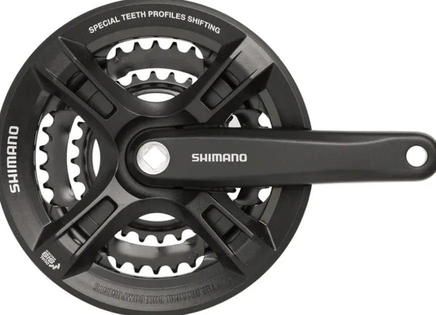Shimano Altus FC-M311 Crankset - 170mm 7/8-Speed 42/32/22t Riveted Square Taper JIS Spindle Interface BLK With Chainguard