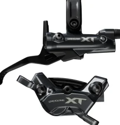 Shimano Deore XT BR-M8220 Disc Brake BL-M8200 Lever - Right/Rear Post Mount 4-Piston Caliper SM-BH90-SBM Hose Fin Metal Pads BLK