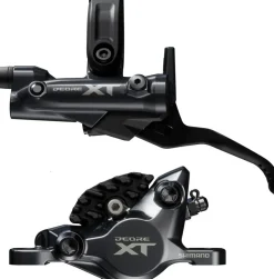 Shimano Deore XT M8200 Disc Brake Lever - Left/Front Post Mount 2-Piston Caliper SM-BH90-SBM Hose Fin Metal Pads BLK