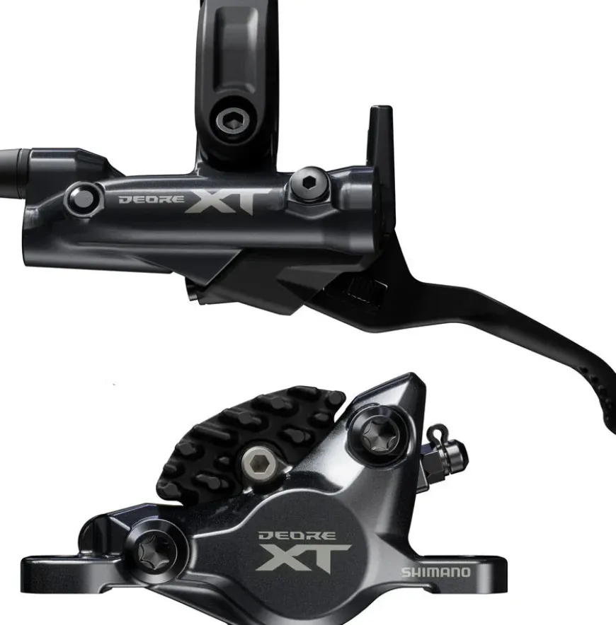 Shimano Deore XT M8200 Disc Brake Lever - Left/Front Post Mount 2-Piston Caliper SM-BH90-SBM Hose Fin Metal Pads BLK