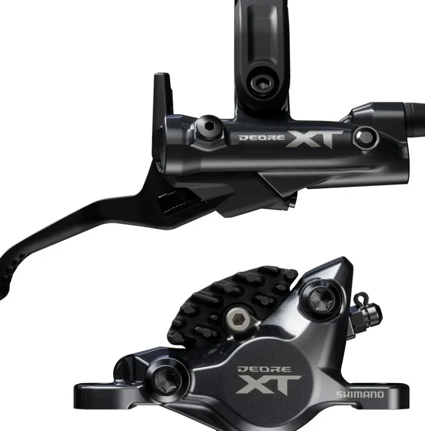Shimano Deore XT M8200 Disc Brake Lever - Right/Rear Post Mount 2-Piston Caliper SM-BH90-SBM Hose Fin Metal Pads BLK