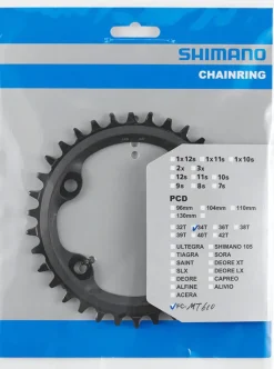 Shimano FC-MT610 Chainring - 34t 12-Speed Asymmetric 96 BCD Black