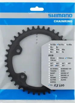 Shimano FC-RX600-1 Chainring - 40t 110mm BCD For 1x11 Black