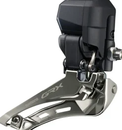 Shimano GRX FD-RX825 Di2 Front Derailleur - 2x12-Speed Braze-on Down Swing For 46-48t Max BLK/Silver