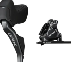 Shimano GRX ST-RX825 Di2 Shift/Brake Lever BR-RX820 Hydraulic Disc Brake Caliper - Left/Front 2x Flat Mount Caliper BLK