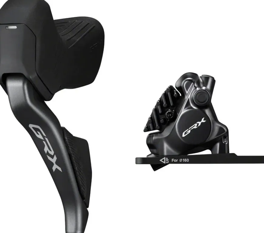 Shimano GRX ST-RX825 Di2 Shift/Brake Lever BR-RX820 Hydraulic Disc Brake Caliper - Left/Front 2x Flat Mount Caliper BLK