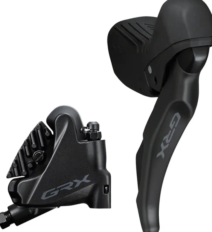 Shimano GRX ST-RX610 Shift/Brake Lever BR-RX400 Hyd Disc Brake Caliper - Right/Rear 12-Spd Flat Mnt Caliper For 25mm Mount BLK