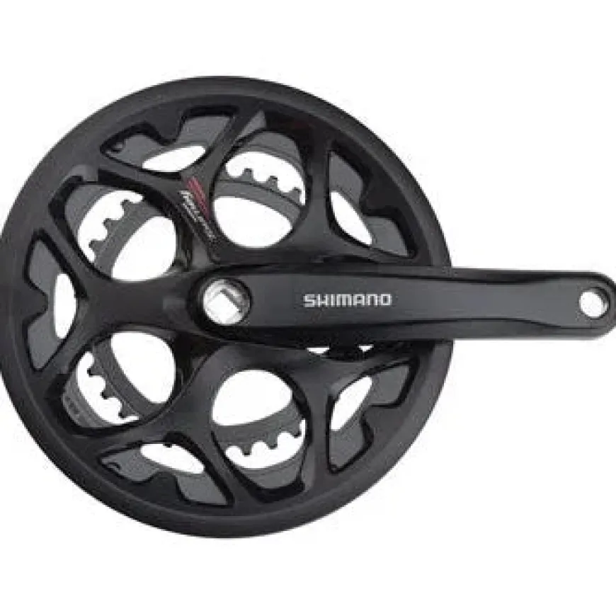 Shimano Tourney FC-A070 Crankset - 170mm 7/8-Speed 50/34t Riveted Square Taper JIS Spindle Interface With Chainguard