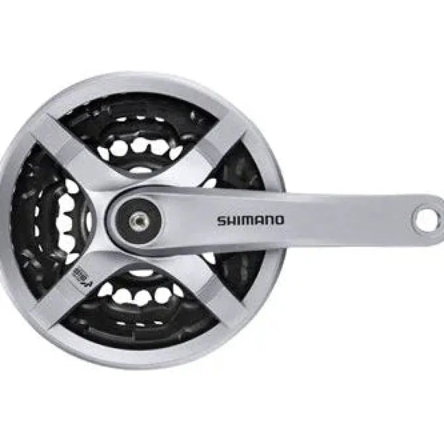 Shimano Tourney FC-TY501 Crankset - 170mm 6/7/8-Speed 42/34/24t Riveted Square Taper JIS Spindle Interface Silver
