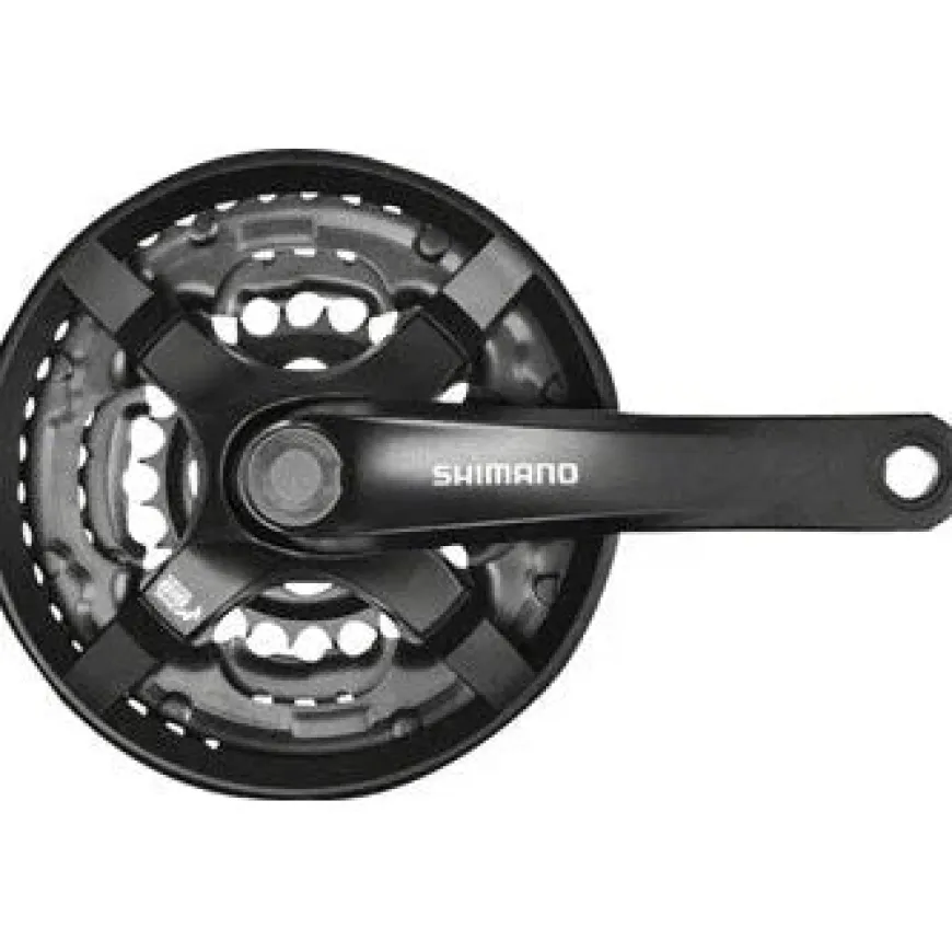Shimano Tourney FC-TY501 Crankset - 170mm 6/7/8-Speed 48/38/28t Riveted Square Taper JIS Spindle Interface BLK