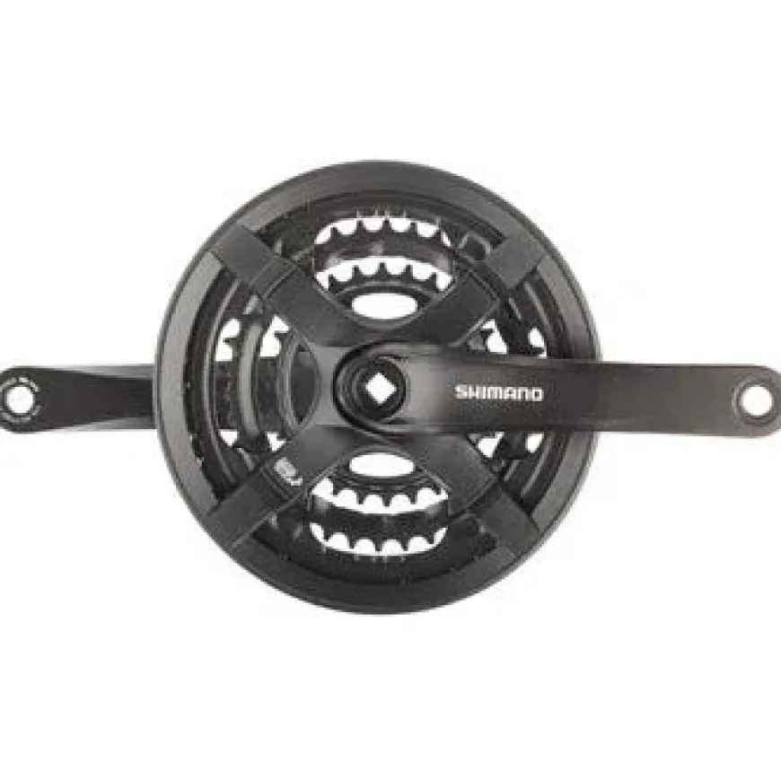 Shimano Tourney FC-TY501 Crankset - 170mm 6/7/8-Speed 42/34/24t Riveted Square Taper JIS Spindle Interface BLK