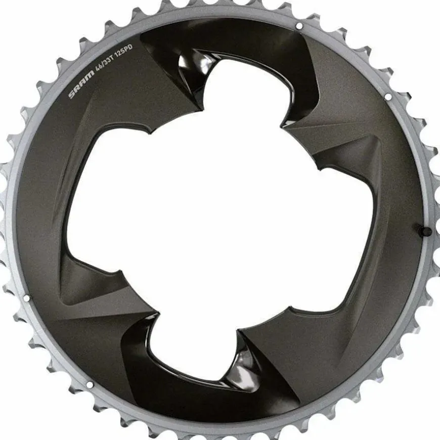 SRAM Force 2x12-Speed Outer Chainring - 48t, 107 BCD, 4-Bolt, Polar Grey, For use with 35t Inner