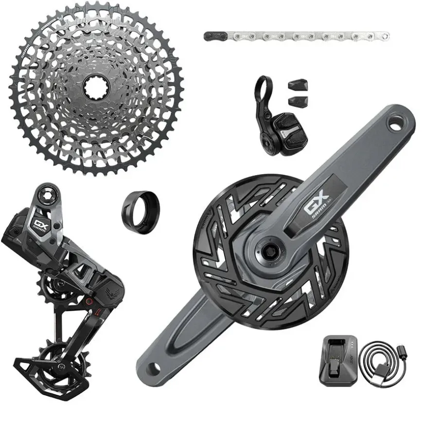 SRAM GX Eagle T-Type Ebike AXS Groupset - 160mm ISIS Crank Arms Bosch 36T Ring/Clip-On Guard Derailleur Shifter 10-52t Cassette