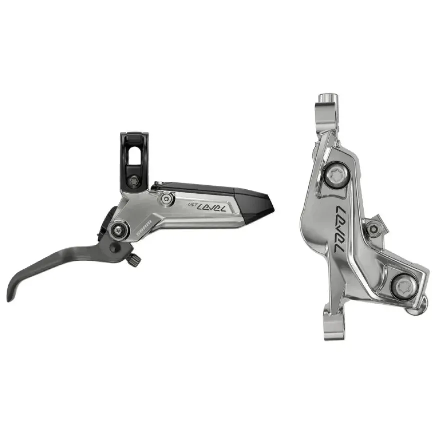SRAM Level Ultimate Stealth Disc Brake Lever - Front Post Mount 4-Piston Carbon Lever Titanium Hardware BLK/Silver C1