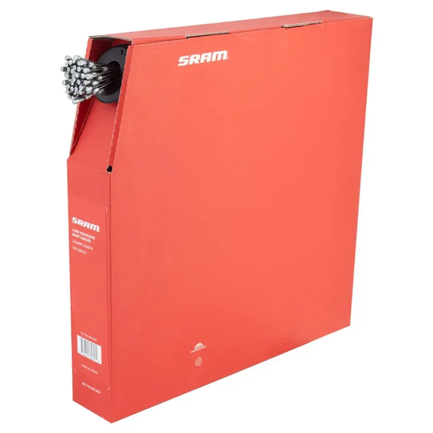 SRAM Stainless Steel Shift Cables - 1.1mm 2200mm Length Silver Box of 100