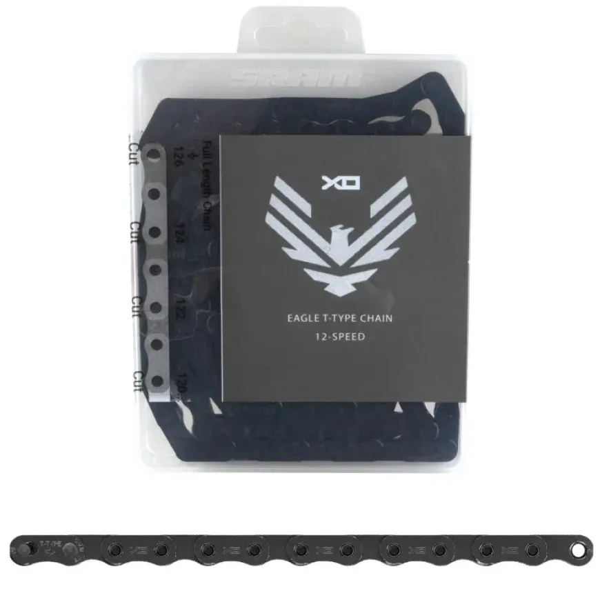 SRAM X0 Eagle T-Type Flattop Chain - 12-Speed 126 Links Solid Pin Includes PowerLock Connector PVD Coated Dark Polar
