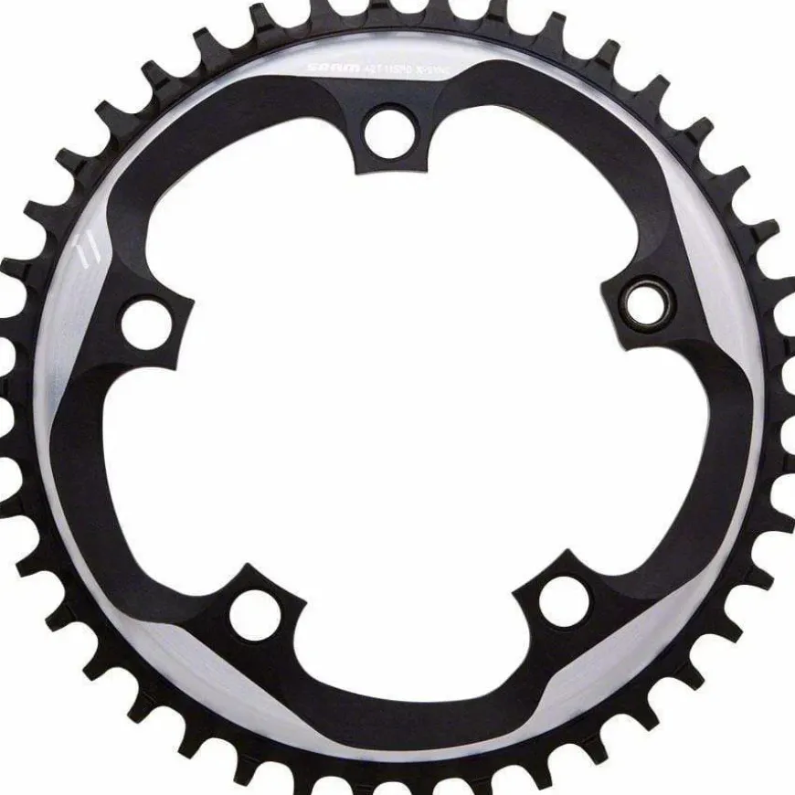 SRAM X-Sync Chainring 40 Teeth 110mm BCD Polished Grey/Matte Black, Includes Bolt and Nut for Hidden Position Hole
