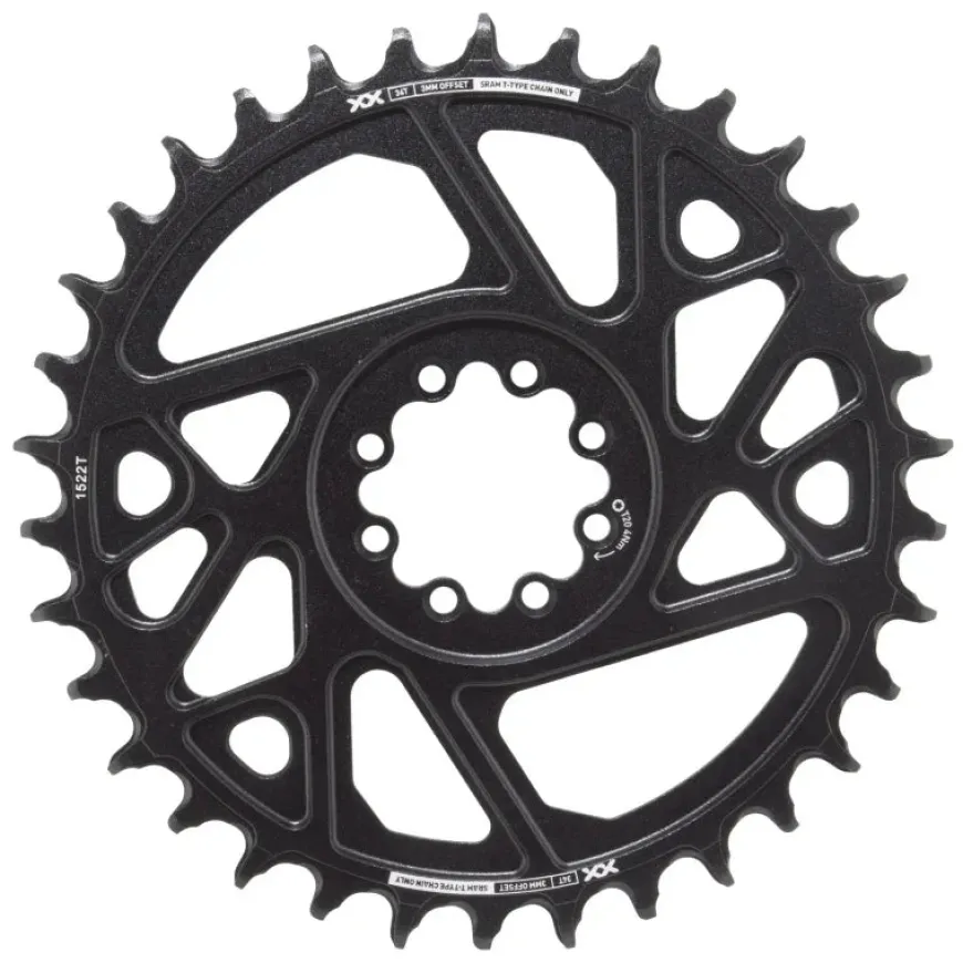 SRAM XX Eagle T-Type Direct Mount Chainring - 34t 12-Speed 8-Bolt Direct Mount 3mm Offset Aluminum BLK D1