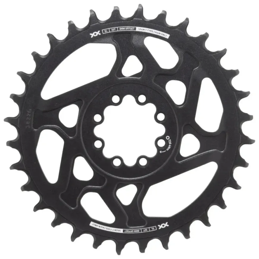 SRAM XX SL Eagle T-Type Direct Mount Chainring - 32t 12-Speed 8-Bolt Direct Mount 0mm Offset Aluminum BLK/Silver D1