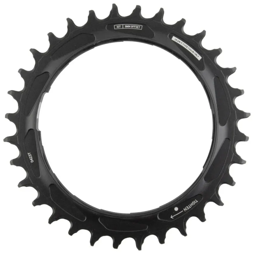 SRAM XX SL Eagle T-Type Thread Mount Chainring - 32t 12-Speed Thread Mount For XX SL PM Spider 0mm Offset Aluminum BLK/Silver
