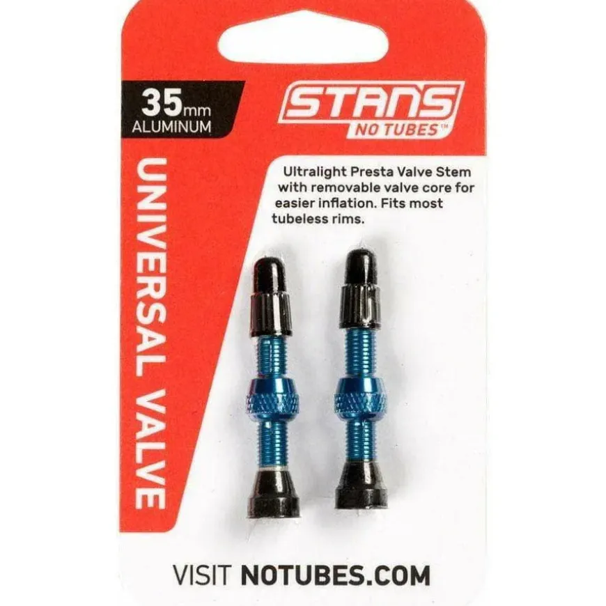Stan's No Tubes Stans Alloy Valve Stems - 35mm Pair Blue