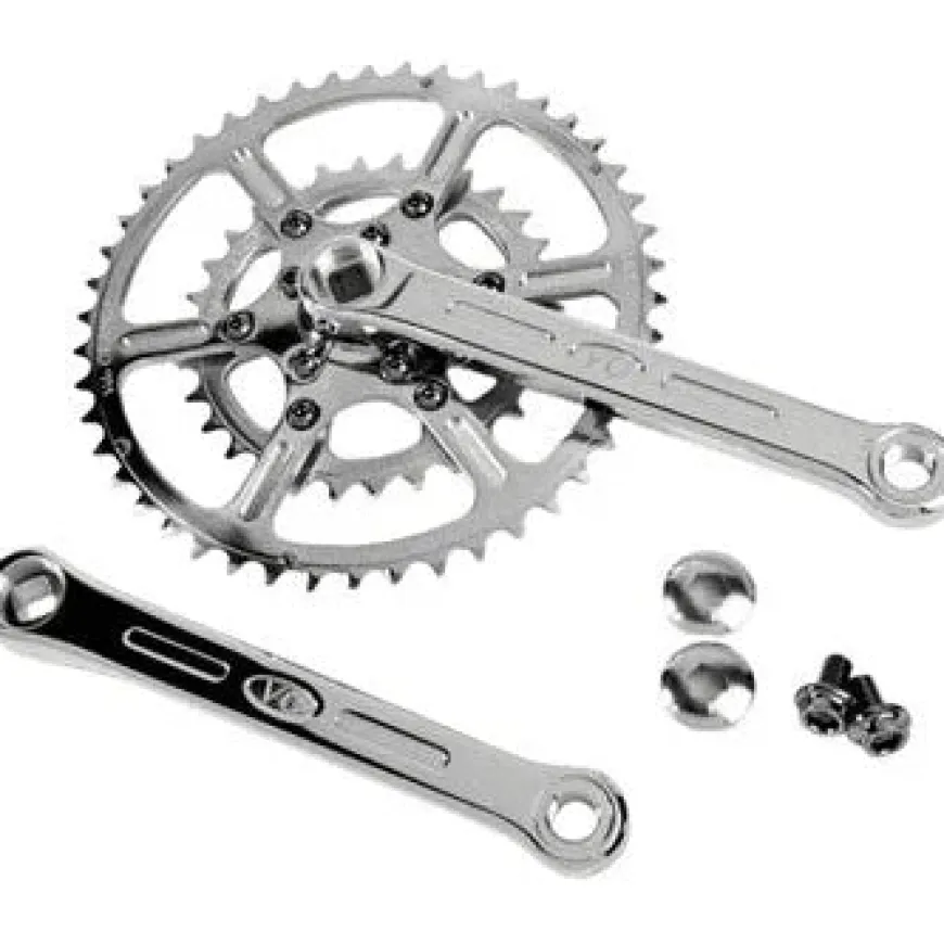 Velo Orange New Rando Bicycle Crankset - 170mm, 8/9/10-Speed, 46/30t, 50.4 BCD, Square Taper JIS Spindle Interface, Polished Stainless